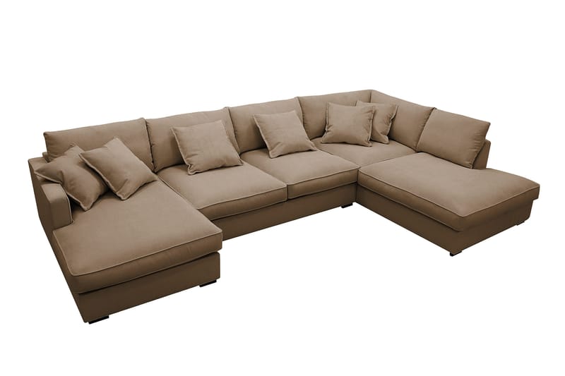 Rossita Lyx 5-sits Högervänd U-formad Extra djup Soffa med Divan och Schäslong i Manchester - Ljusbrun - Möbler - Vardagsrum - Soffor - U-soffor