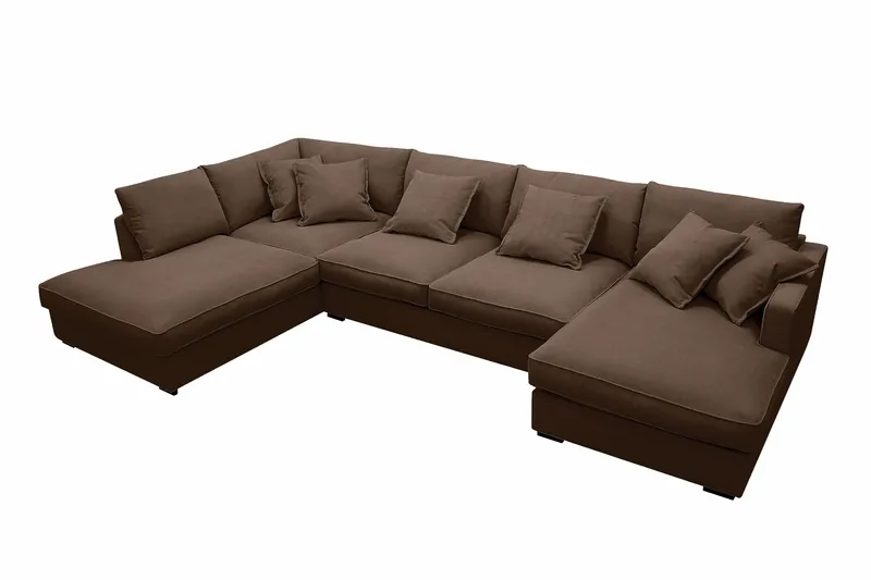 Rossita Lyx 5-sits Högervänd U-formad Extra djup Soffa med Divan och Schäslong i Manchester - Mörkbrun - Möbler - Vardagsrum - Soffor - U-soffor