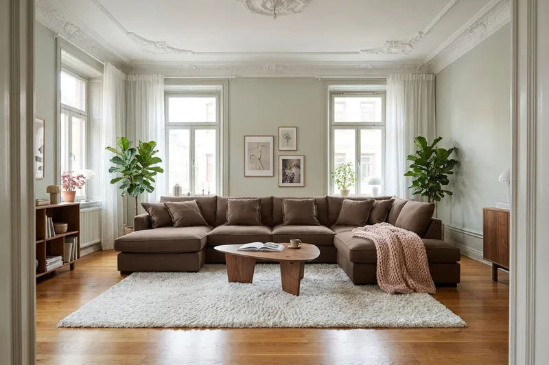 Rossita Lyx 5-sits Högervänd U-formad Extra djup Soffa med Divan och Schäslong i Manchester - Mörkbrun - Möbler - Vardagsrum - Soffor - U-soffor
