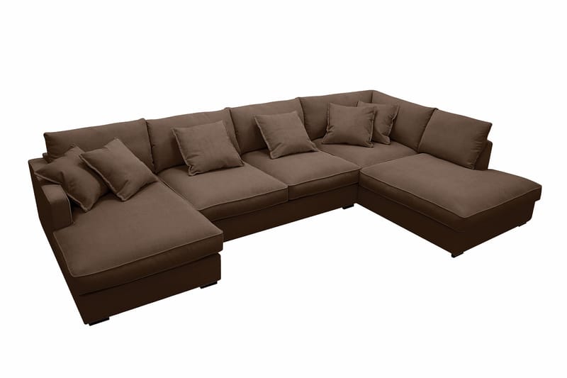 Rossita Lyx 5-sits Högervänd U-formad Extra djup Soffa med Divan och Schäslong i Manchester - Mörkbrun - Möbler - Vardagsrum - Soffor - U-soffor