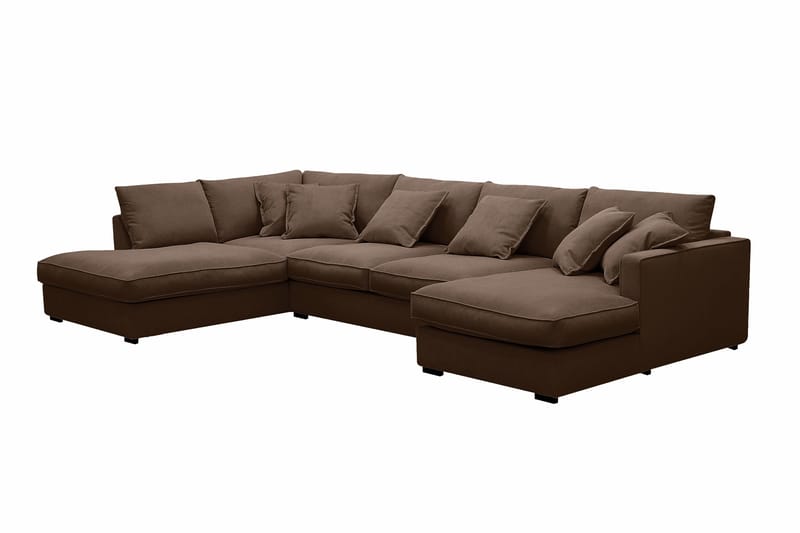 Rossita Lyx 5-sits Högervänd U-formad Extra djup Soffa med Divan och Schäslong i Manchester - Mörkbrun - Möbler - Vardagsrum - Soffor - U-soffor
