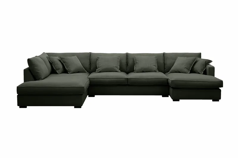 Rossita Lyx 5-sits Högervänd U-formad Extra djup Soffa med Divan och Schäslong i Manchester - Mörkgrön - Möbler - Vardagsrum - Soffor - U-soffor