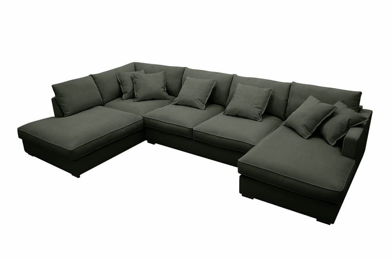 Rossita Lyx 5-sits Högervänd U-formad Extra djup Soffa med Divan och Schäslong i Manchester - Mörkgrön - Möbler - Vardagsrum - Soffor - U-soffor