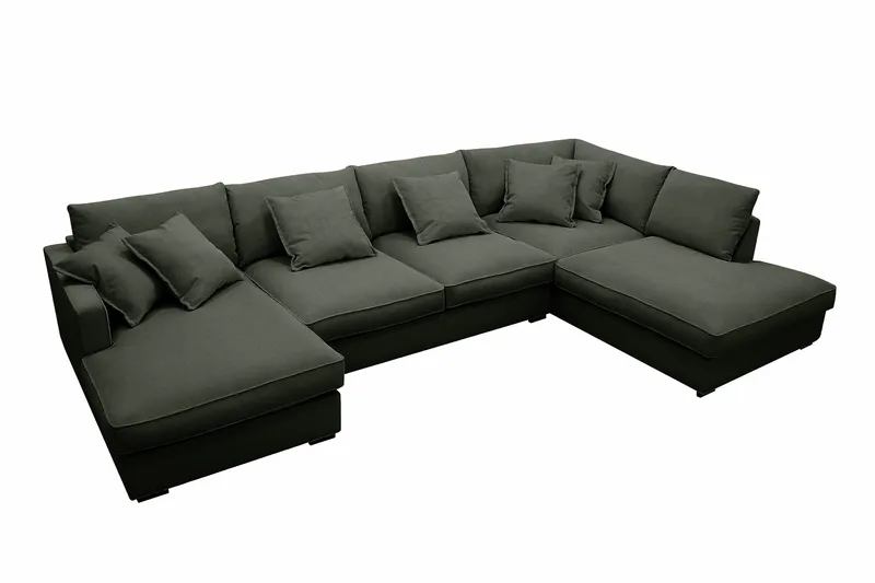 Rossita Lyx 5-sits Högervänd U-formad Extra djup Soffa med Divan och Schäslong i Manchester - Mörkgrön - Möbler - Vardagsrum - Soffor - U-soffor