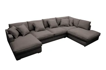 Rossita Lyx 5-sits Högervänd U-formad Extra djup Soffa med Divan och Schäslong i Manchester - Taupe - Möbler - Vardagsrum - Soffor - U-soffor
