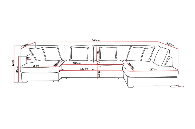 Rossita Lyx 5-sits Högervänd U-formad Extra djup Soffa med Divan och Schäslong i Manchester - Taupe - Möbler - Vardagsrum - Soffor - U-soffor