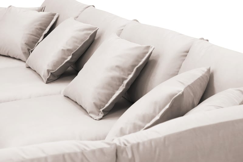 Rossita Lyx 5-sits Högervänd U-formad Extra djup Soffa med Divan och Schäslong i Sammet - Beige - Möbler - Vardagsrum - Soffor - Sammetssoffor