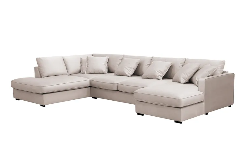 Rossita Lyx 5-sits Högervänd U-formad Extra djup Soffa med Divan och Schäslong i Sammet - Beige - Möbler - Vardagsrum - Soffor - Sammetssoffor