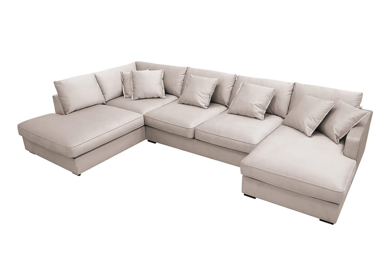 Rossita Lyx 5-sits Högervänd U-formad Extra djup Soffa med Divan och Schäslong i Sammet - Beige - Möbler - Vardagsrum - Soffor - Sammetssoffor