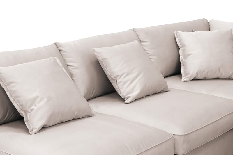Rossita Lyx 5-sits Högervänd U-formad Extra djup Soffa med Divan och Schäslong i Sammet - Beige - Möbler - Vardagsrum - Soffor - Sammetssoffor