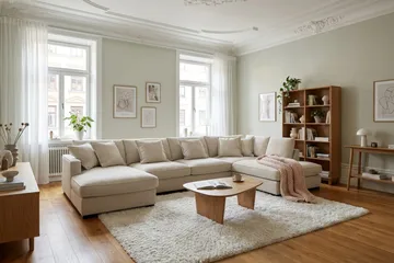 Rossita Lyx 5-sits Högervänd U-formad Extra djup Soffa med Divan och Schäslong i Tyg - Beige - Möbler - Vardagsrum - Soffor - U-soffor