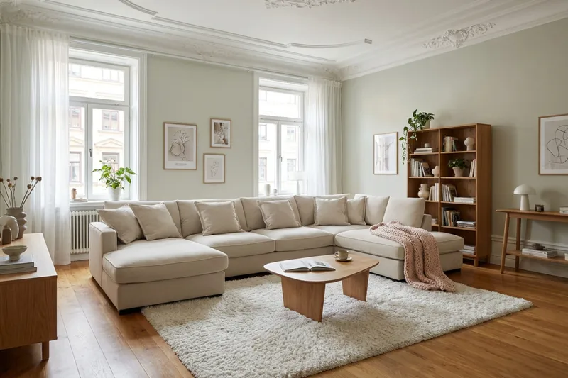 Rossita Lyx 5-sits Högervänd U-formad Extra djup Soffa med Divan och Schäslong i Tyg - Beige - Möbler - Vardagsrum - Soffor - U-soffor