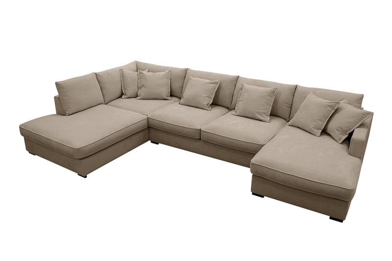 Rossita Lyx 5-sits Högervänd U-formad Extra djup Soffa med Divan och Schäslong i Tyg - Brun - Möbler - Vardagsrum - Soffor - U-soffor