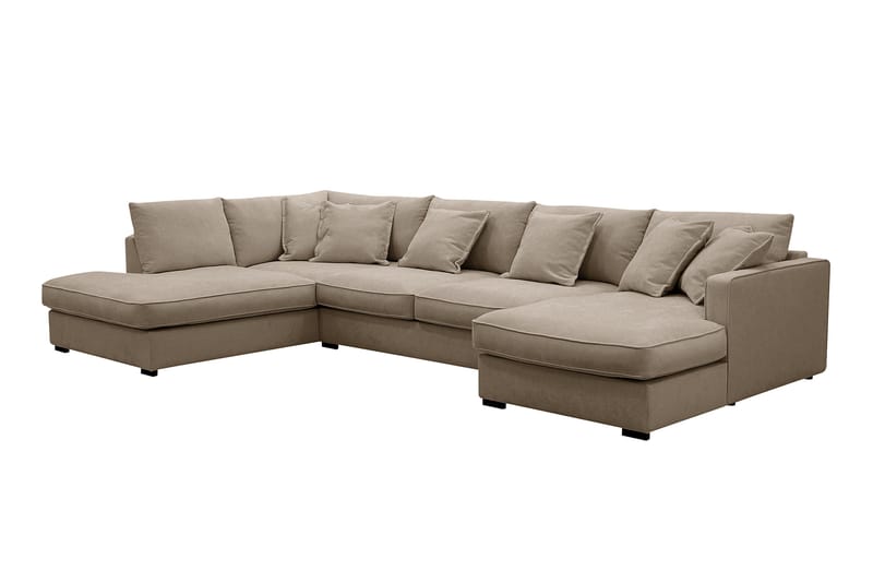 Rossita Lyx 5-sits Högervänd U-formad Extra djup Soffa med Divan och Schäslong i Tyg - Brun - Möbler - Vardagsrum - Soffor - U-soffor