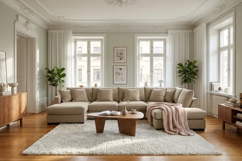 Rossita Lyx 5-sits Högervänd U-formad Extra djup Soffa med Divan och Schäslong i Tyg - Brun - Möbler - Vardagsrum - Soffor - U-soffor