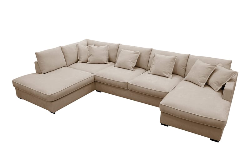 Rossita Lyx 5-sits Högervänd U-formad Extra djup Soffa med Divan och Schäslong i Tyg - Ljusbrun - Möbler - Vardagsrum - Soffor - U-soffor