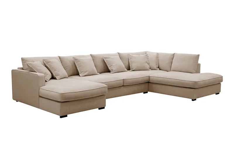 Rossita Lyx 5-sits Högervänd U-formad Extra djup Soffa med Divan och Schäslong i Tyg - Ljusbrun - Möbler - Vardagsrum - Soffor - U-soffor