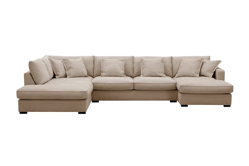 Rossita Lyx 5-sits Högervänd U-formad Extra djup Soffa med Divan och Schäslong i Tyg, Ljusbrun