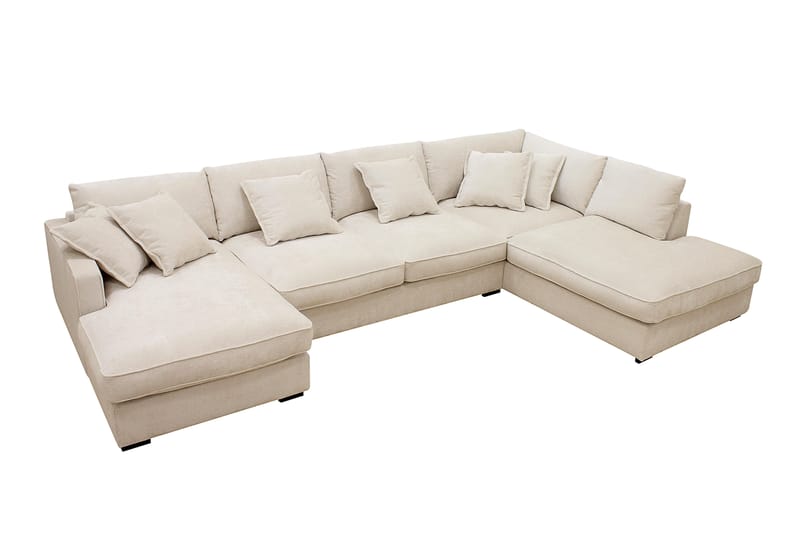 Rossita Lyx 5-sits Vänstervänd U-formad Extra djup Soffa med Divan och Schäslong i Chenille - Beige - Möbler - Vardagsrum - Soffor - U-soffor