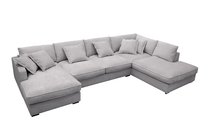 Rossita Lyx 5-sits Vänstervänd U-formad Extra djup Soffa med Divan och Schäslong i Chenille - Grå - Möbler - Vardagsrum - Soffor - U-soffor