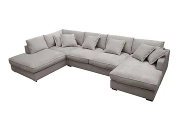 Rossita Lyx 5-sits Vänstervänd U-formad Extra djup Soffa med Divan och Schäslong i Chenille - Grå/Brun - Möbler - Vardagsrum - Soffor - U-soffor
