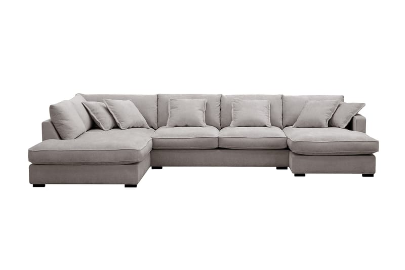 Rossita Lyx 5-sits Vänstervänd U-formad Extra djup Soffa med Divan och Schäslong i Chenille, Grå/Brun