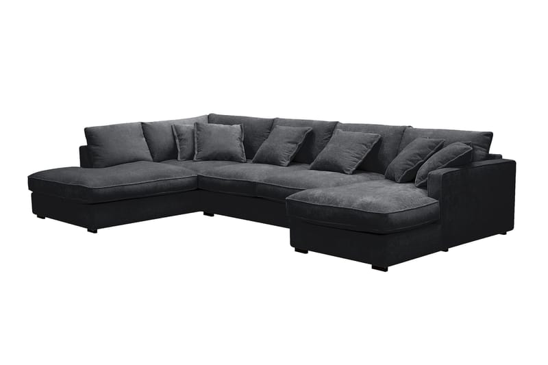Rossita Lyx 5-sits Vänstervänd U-formad Extra djup Soffa med Divan och Schäslong i Chenille - Svart - Möbler - Vardagsrum - Soffor - U-soffor