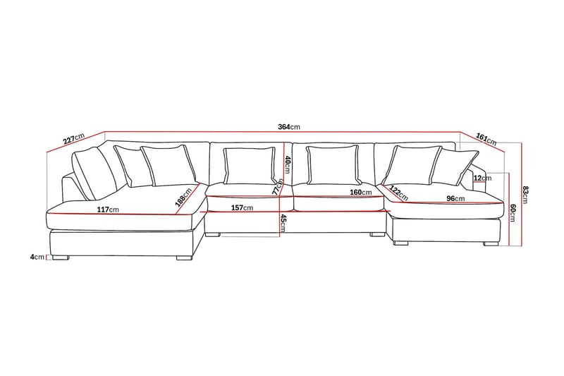 Rossita Lyx 5-sits Vänstervänd U-formad Extra djup Soffa med Divan och Schäslong i Manchester - Beige - Möbler - Vardagsrum - Soffor - U-soffor