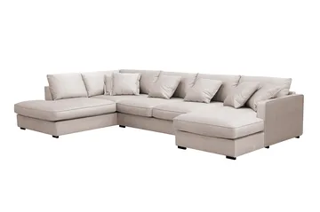 Rossita Lyx 5-sits Vänstervänd U-formad Extra djup Soffa med Divan och Schäslong i Sammet - Beige - Möbler - Vardagsrum - Soffor - Sammetssoffor