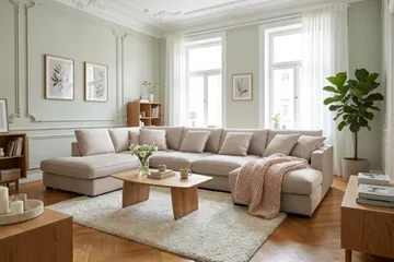 Rossita Lyx 5-sits Vänstervänd U-formad Extra djup Soffa med Divan och Schäslong i Sammet - Beige - Möbler - Vardagsrum - Soffor - Sammetssoffor