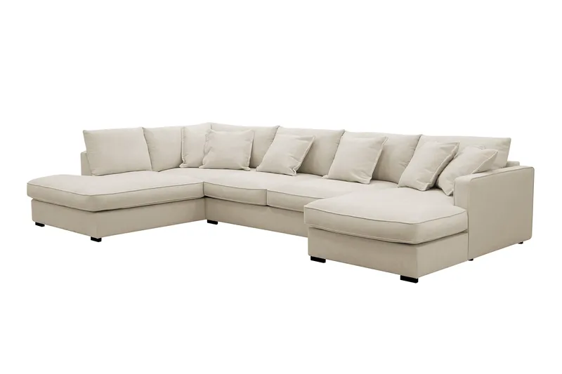 Rossita Lyx 5-sits Vänstervänd U-formad Extra djup Soffa med Divan och Schäslong i Tyg - Beige - Möbler - Vardagsrum - Soffor - U-soffor