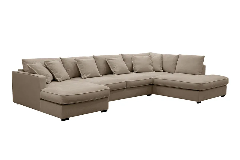 Rossita Lyx 5-sits Vänstervänd U-formad Extra djup Soffa med Divan och Schäslong i Tyg - Brun - Möbler - Vardagsrum - Soffor - U-soffor