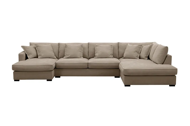 Rossita Lyx 5-sits Vänstervänd U-formad Extra djup Soffa med Divan och Schäslong i Tyg, Brun