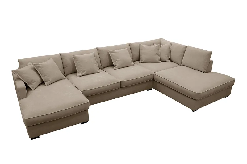 Rossita Lyx 5-sits Vänstervänd U-formad Extra djup Soffa med Divan och Schäslong i Tyg - Brun - Möbler - Vardagsrum - Soffor - U-soffor