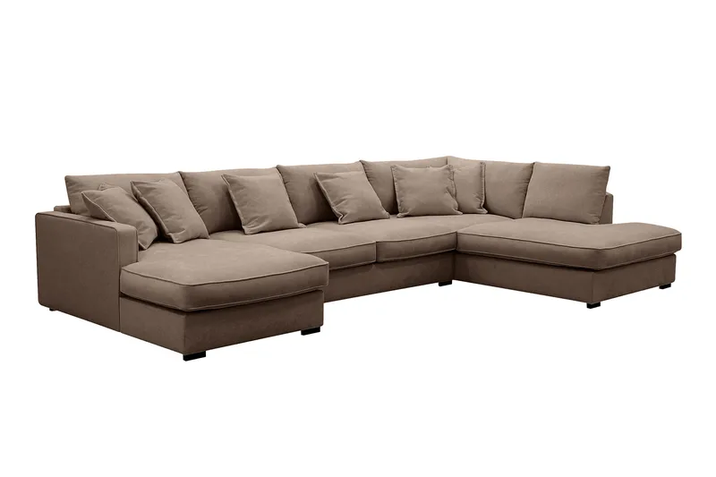 Rossita Lyx 5-sits Vänstervänd U-formad Extra djup Soffa med Divan och Schäslong i Tyg - Mörkbrun - Möbler - Vardagsrum - Soffor - U-soffor