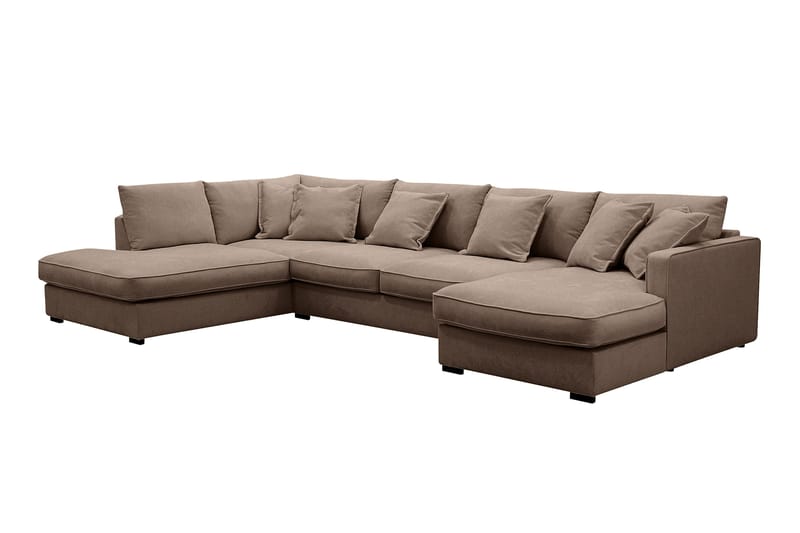 Rossita Lyx 5-sits Vänstervänd U-formad Extra djup Soffa med Divan och Schäslong i Tyg - Mörkbrun - Möbler - Vardagsrum - Soffor - U-soffor