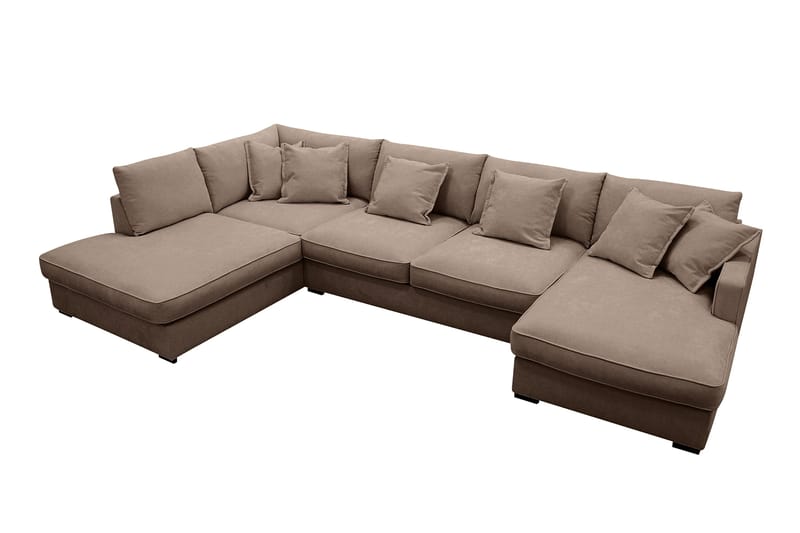 Rossita Lyx 5-sits Vänstervänd U-formad Extra djup Soffa med Divan och Schäslong i Tyg - Mörkbrun - Möbler - Vardagsrum - Soffor - U-soffor
