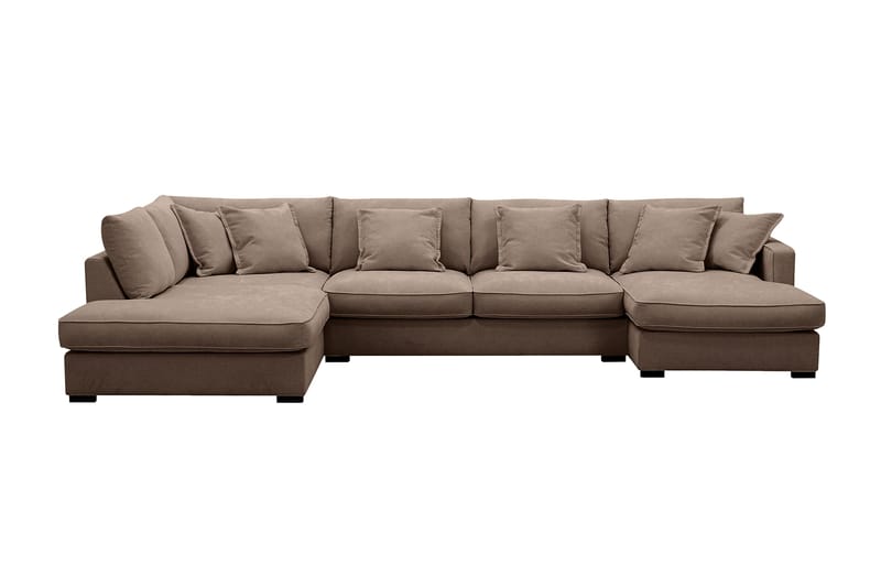 Rossita Lyx 5-sits Vänstervänd U-formad Extra djup Soffa med Divan och Schäslong i Tyg, Mörkbrun