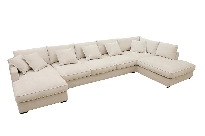 Rossita Lyx 6-sits Högervänd U-formad Extra djup Soffa med Divan och Schäslong i Chenille - Beige - Möbler - Vardagsrum - Soffor - U-soffor