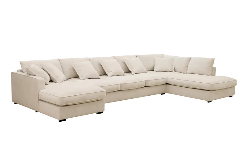 Rossita Lyx 6-sits Högervänd U-formad Extra djup Soffa med Divan och Schäslong i Chenille - Beige - Möbler - Vardagsrum - Soffor - U-soffor