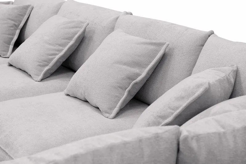 Rossita Lyx 6-sits Högervänd U-formad Extra djup Soffa med Divan och Schäslong i Chenille - Grå - Möbler - Vardagsrum - Soffor - U-soffor