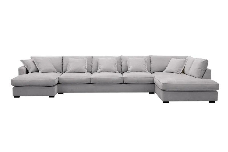 Rossita Lyx 6-sits Högervänd U-formad Extra djup Soffa med Divan och Schäslong i Chenille, Grå