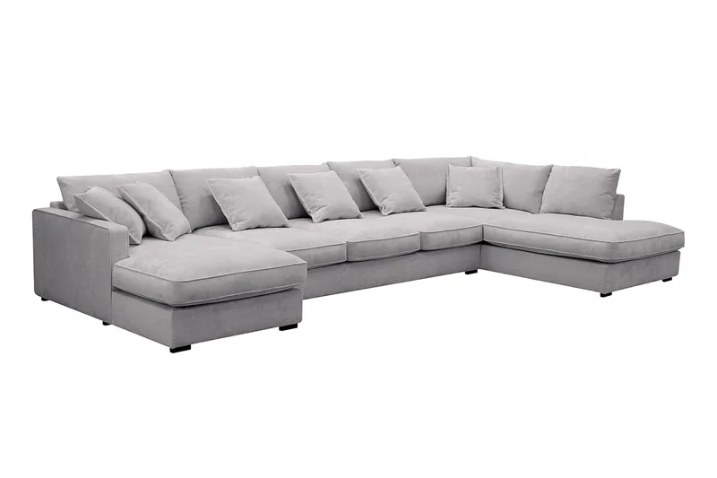 Rossita Lyx 6-sits Högervänd U-formad Extra djup Soffa med Divan och Schäslong i Chenille - Grå - Möbler - Vardagsrum - Soffor - U-soffor