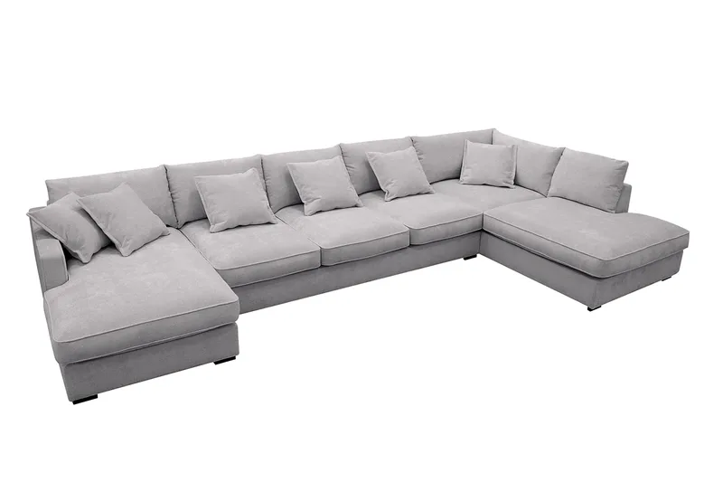 Rossita Lyx 6-sits Högervänd U-formad Extra djup Soffa med Divan och Schäslong i Chenille - Grå - Möbler - Vardagsrum - Soffor - U-soffor