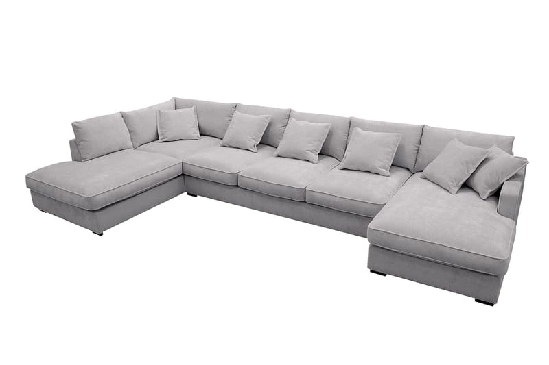 Rossita Lyx 6-sits Högervänd U-formad Extra djup Soffa med Divan och Schäslong i Chenille - Grå - Möbler - Vardagsrum - Soffor - U-soffor