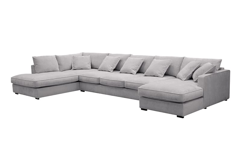 Rossita Lyx 6-sits Högervänd U-formad Extra djup Soffa med Divan och Schäslong i Chenille - Grå - Möbler - Vardagsrum - Soffor - U-soffor