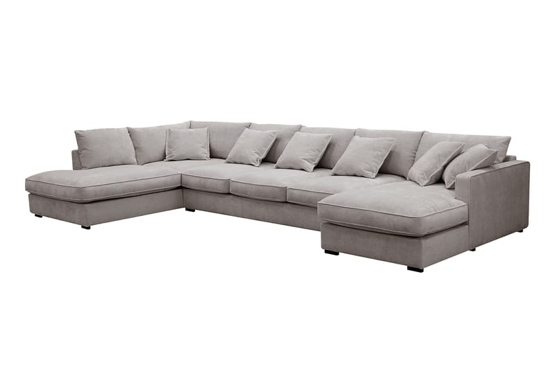 Rossita Lyx 6-sits Högervänd U-formad Extra djup Soffa med Divan och Schäslong i Chenille - Grå/Brun - Möbler - Vardagsrum - Soffor - U-soffor