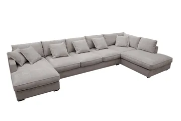 Rossita Lyx 6-sits Högervänd U-formad Extra djup Soffa med Divan och Schäslong i Chenille - Grå/Brun - Möbler - Vardagsrum - Soffor - U-soffor