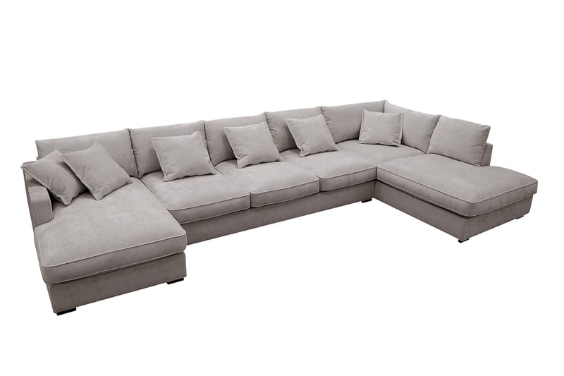 Rossita Lyx 6-sits Högervänd U-formad Extra djup Soffa med Divan och Schäslong i Chenille - Grå/Brun - Möbler - Vardagsrum - Soffor - U-soffor