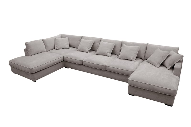 Rossita Lyx 6-sits Högervänd U-formad Extra djup Soffa med Divan och Schäslong i Chenille - Grå/Brun - Möbler - Vardagsrum - Soffor - U-soffor
